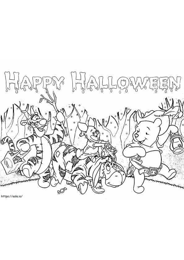 Coloriage Ourson et amis à Halloween à imprimer dessin
