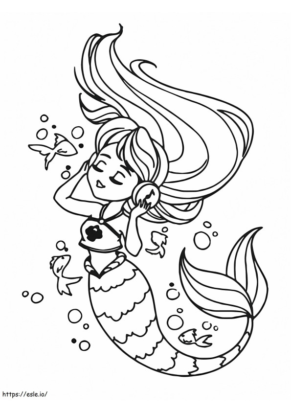 Mermaid Listening To Music coloring page