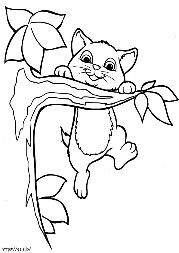 Kat klimboom kleurplaat