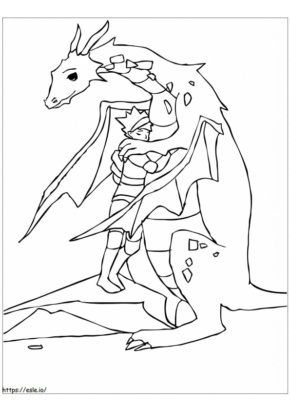 Cavaler cu Dragon de colorat