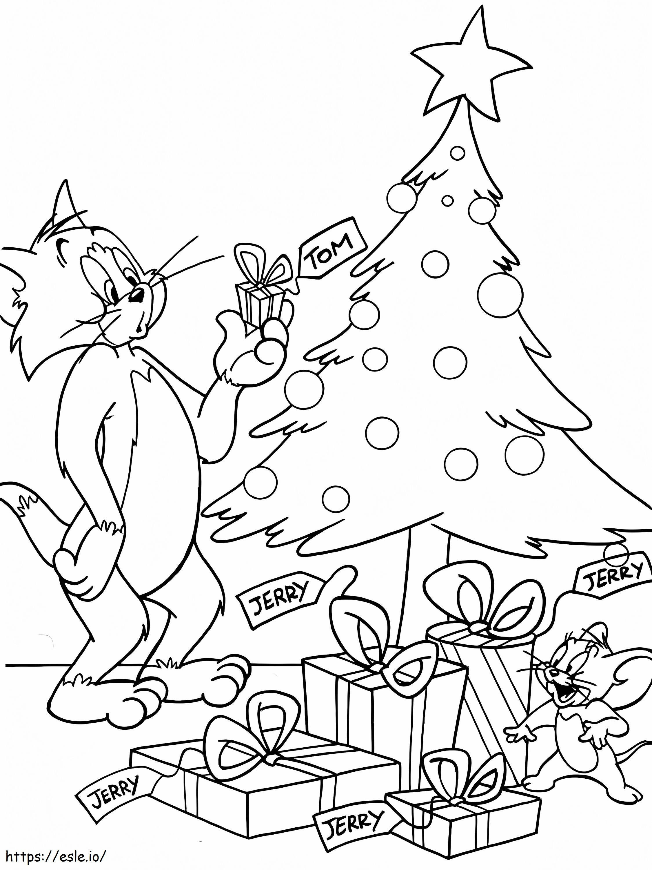 Tom y Jerry en Navidad para colorear