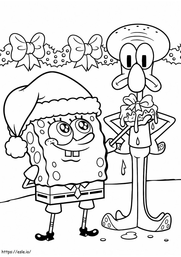 Coloriage Squidward à Noël à imprimer dessin