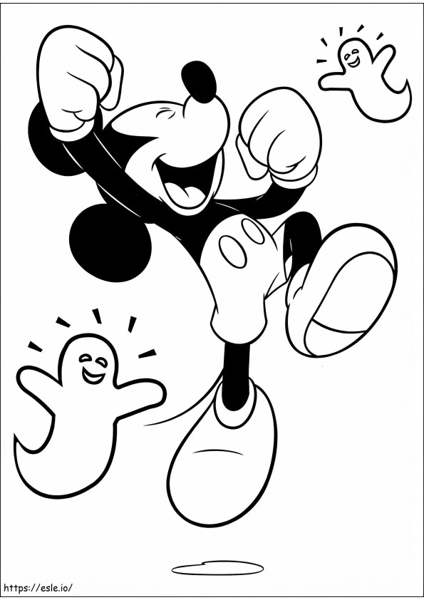 Mickey springt kleurplaat