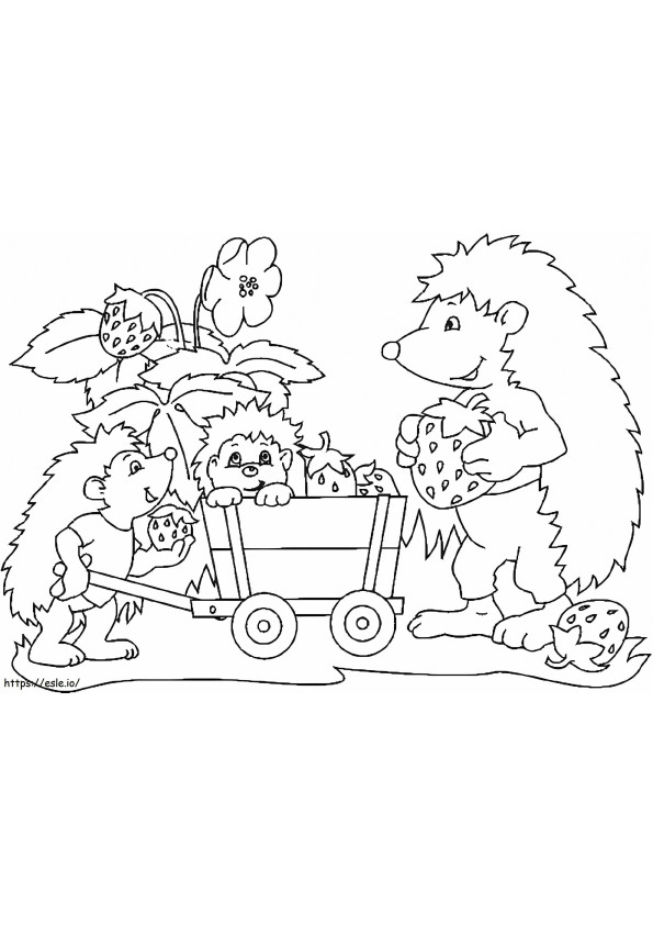 Family Hedgehog coloring page