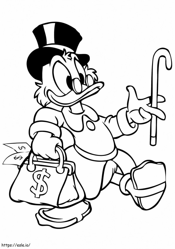 Scrooge McDuck ja rahakassi värityskuva