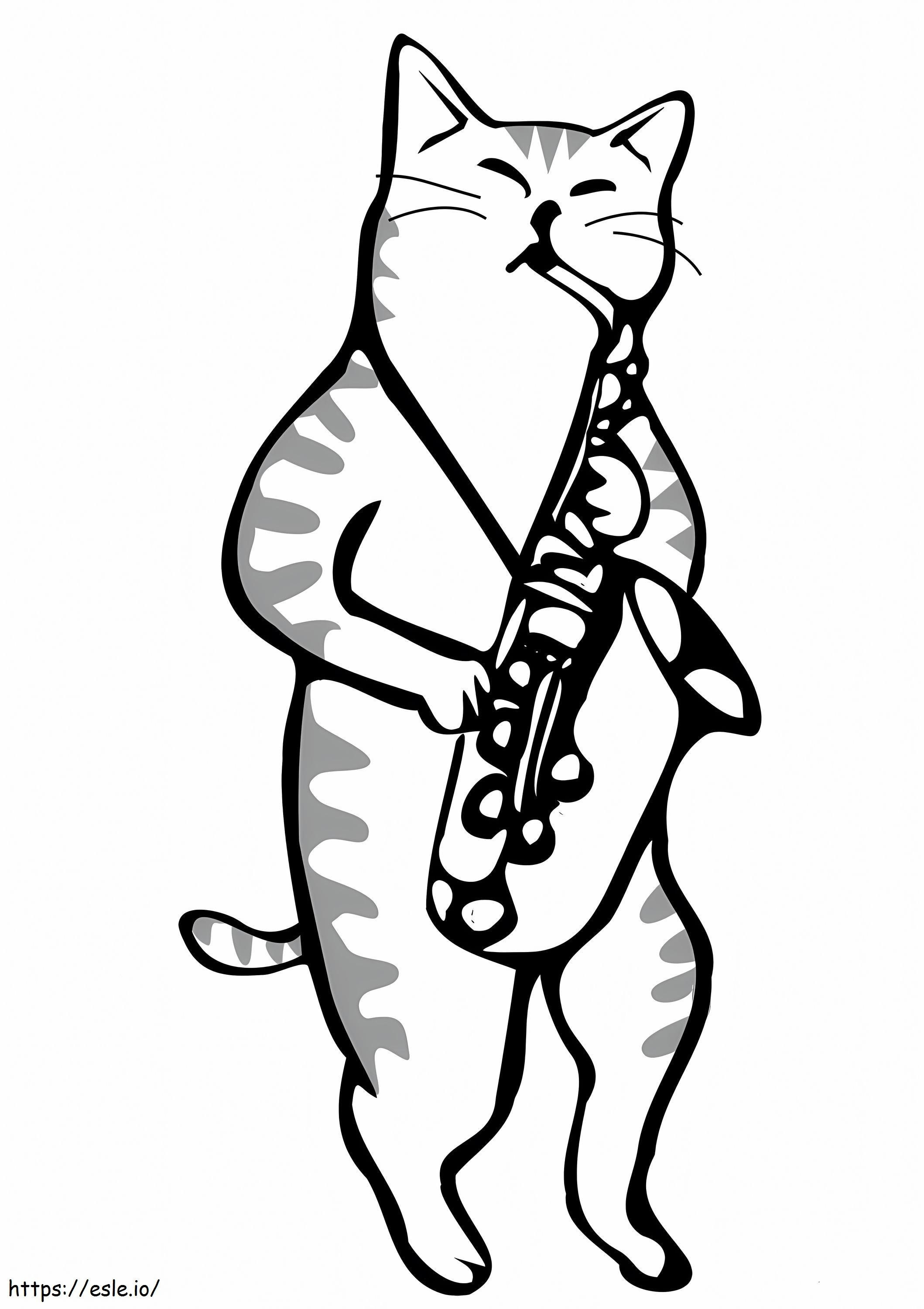 1542094873 Pisica care cântă la saxofon de colorat