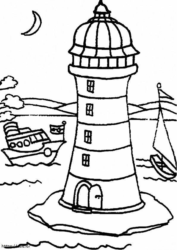 Lighthouse In Night coloring page