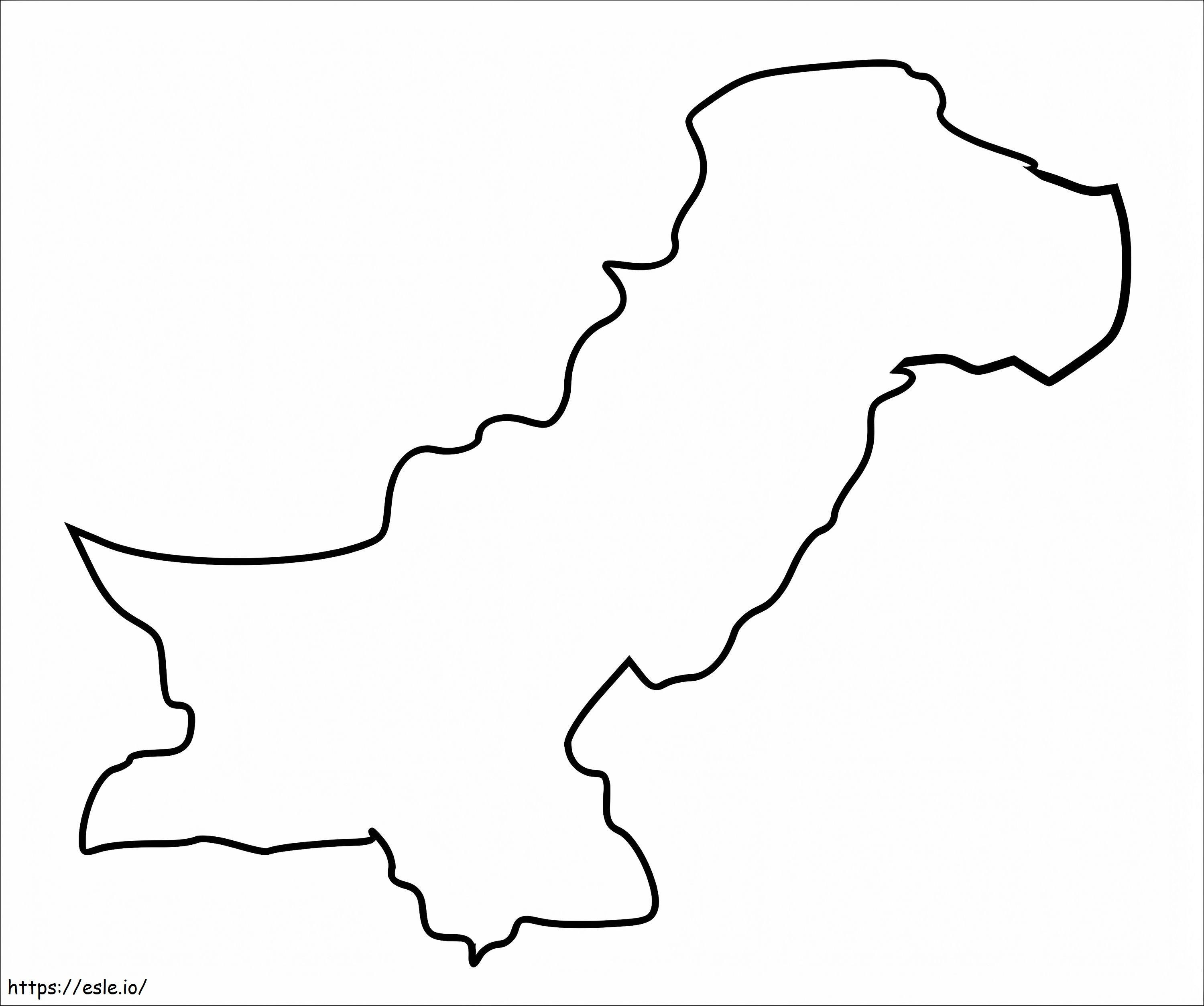 Pakistanin kartan ääriviivat värityskuva