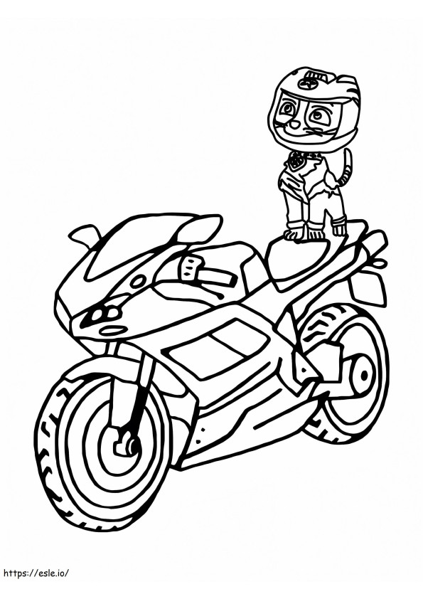 Coloriage Super vélo et chat sauvage à imprimer dessin