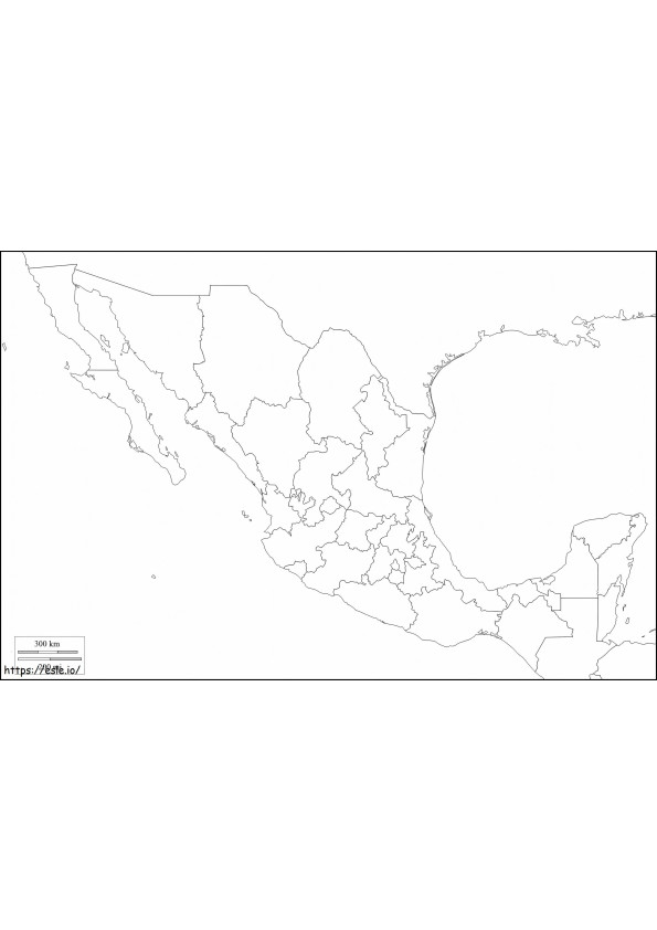 Boyama İçin Yazdırılabilir Meksika Haritası boyama