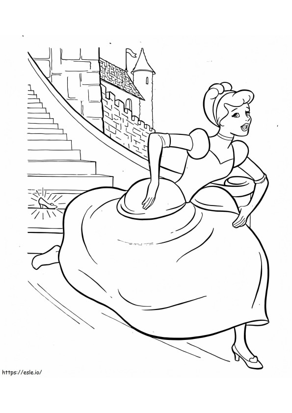 Cinderella juoksi ulos palatsista värityskuva
