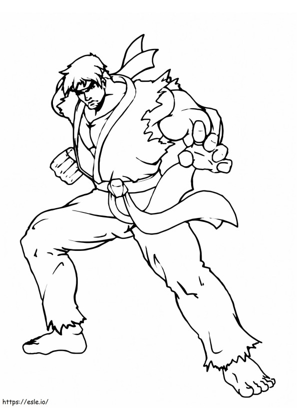 Coloriage Ryu fort à imprimer dessin