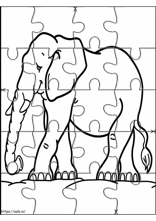 Coloriage Puzzle Éléphant à imprimer dessin