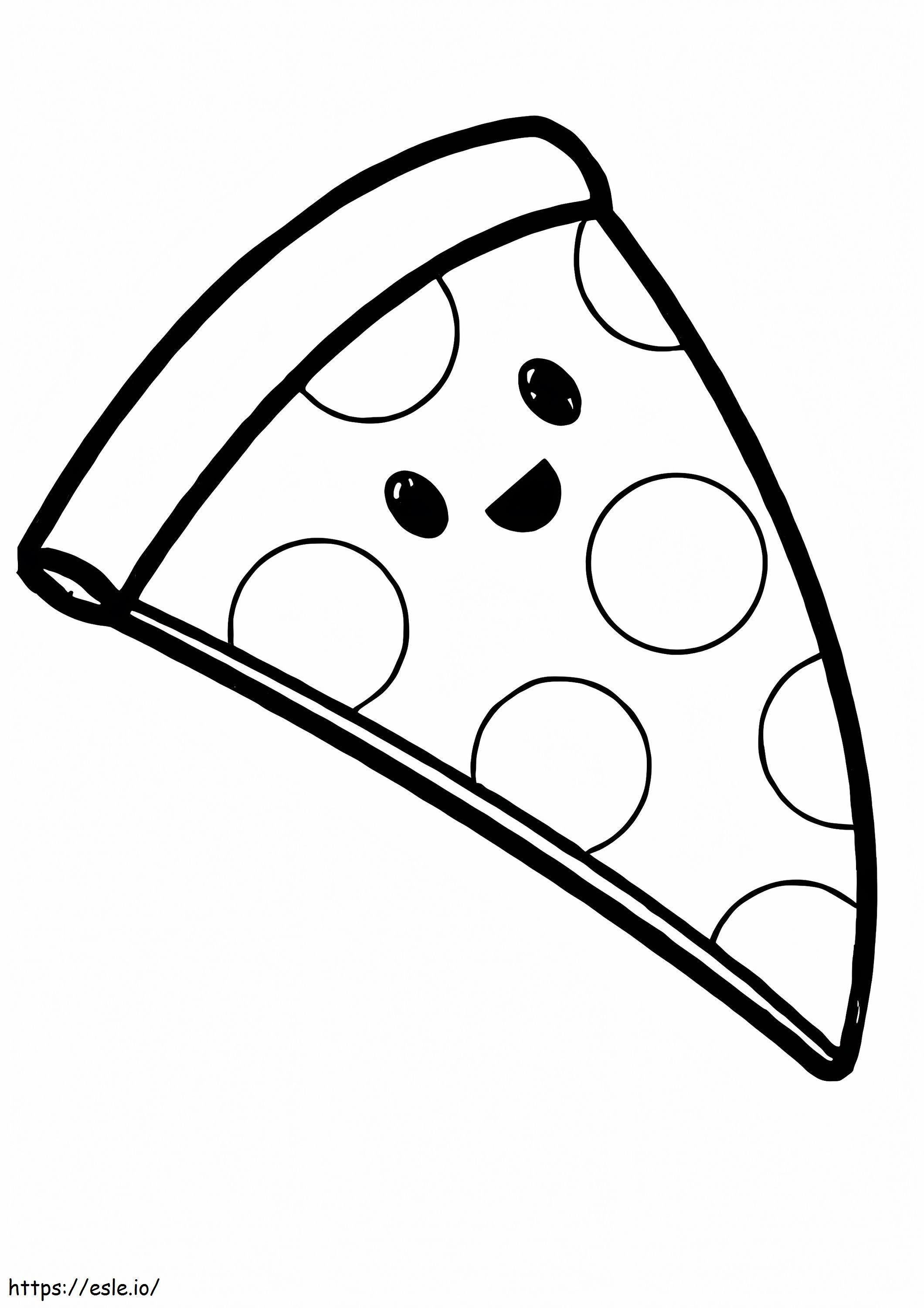 Coloriage Pizza mignonne souriante à imprimer dessin