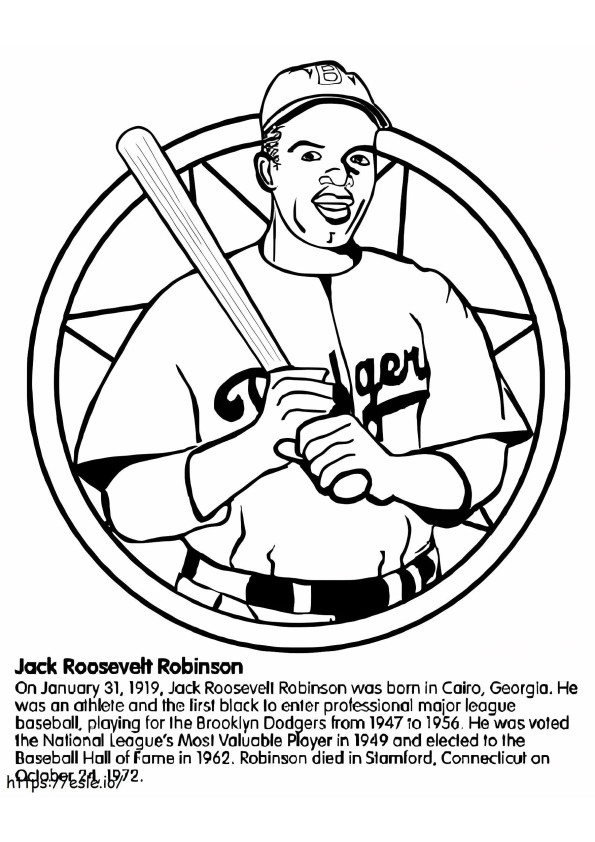Jackie Robinson para impressão para colorir
