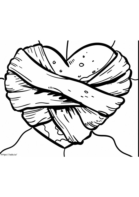 Heart On Bandages coloring page