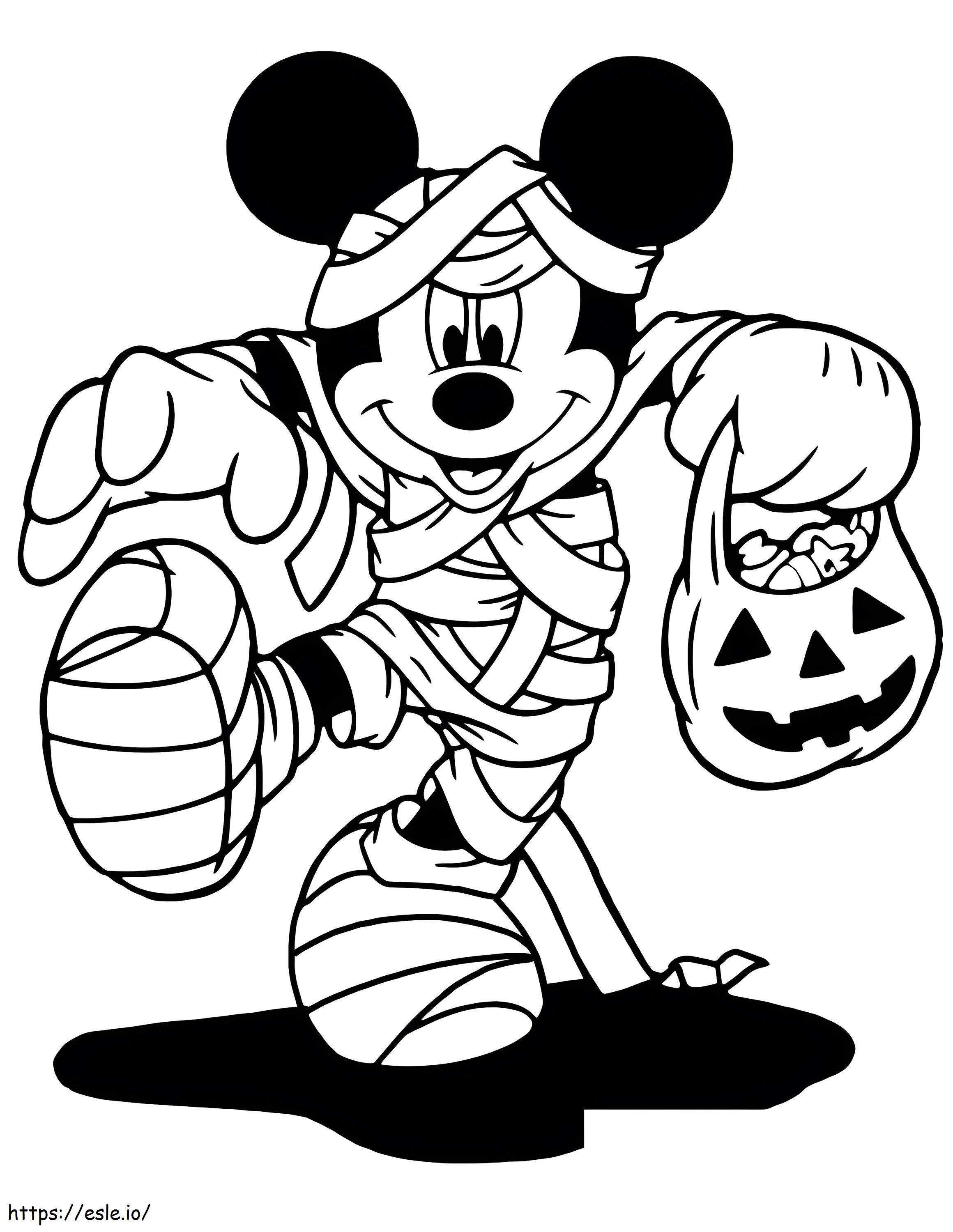 Mummy Mickey On Halloween coloring page