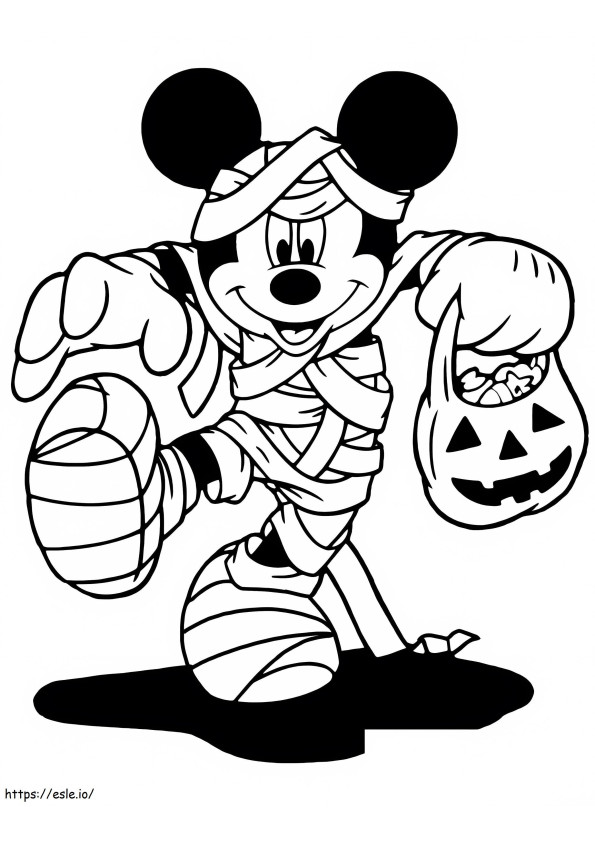 Mummy Mickey On Halloween coloring page