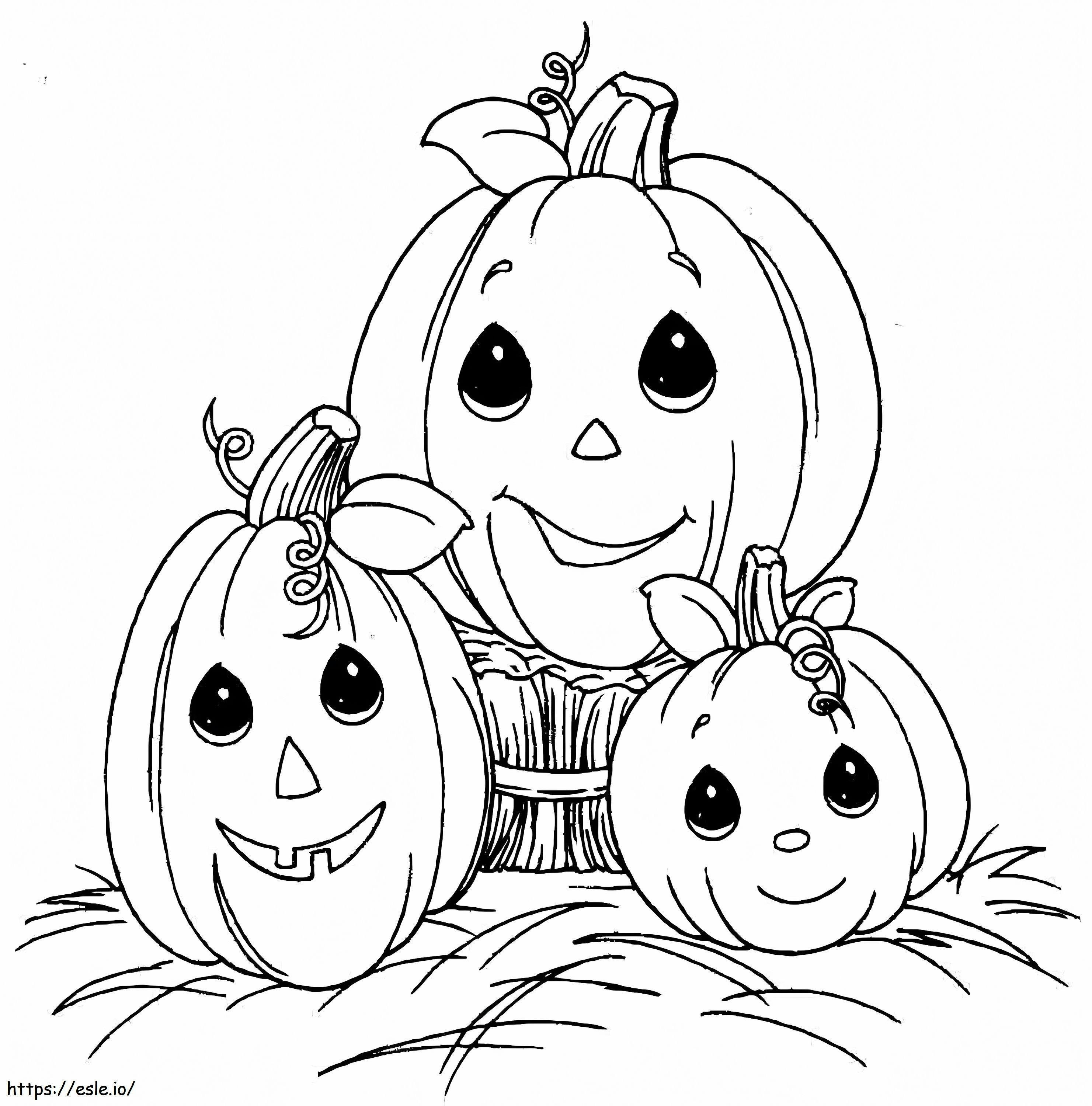 Smiling Three Pumpkins coloring page