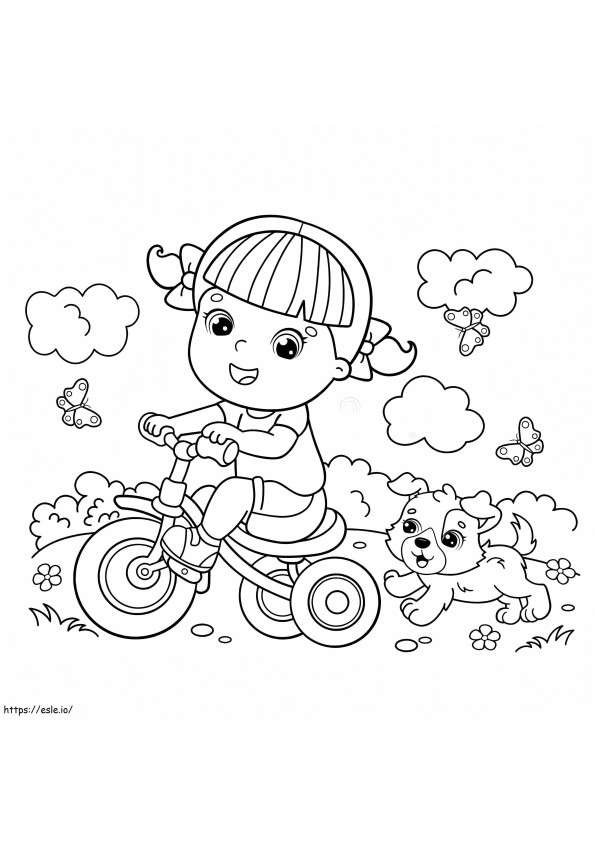 Dziewczyna Na Rowerze I Pies kolorowanka