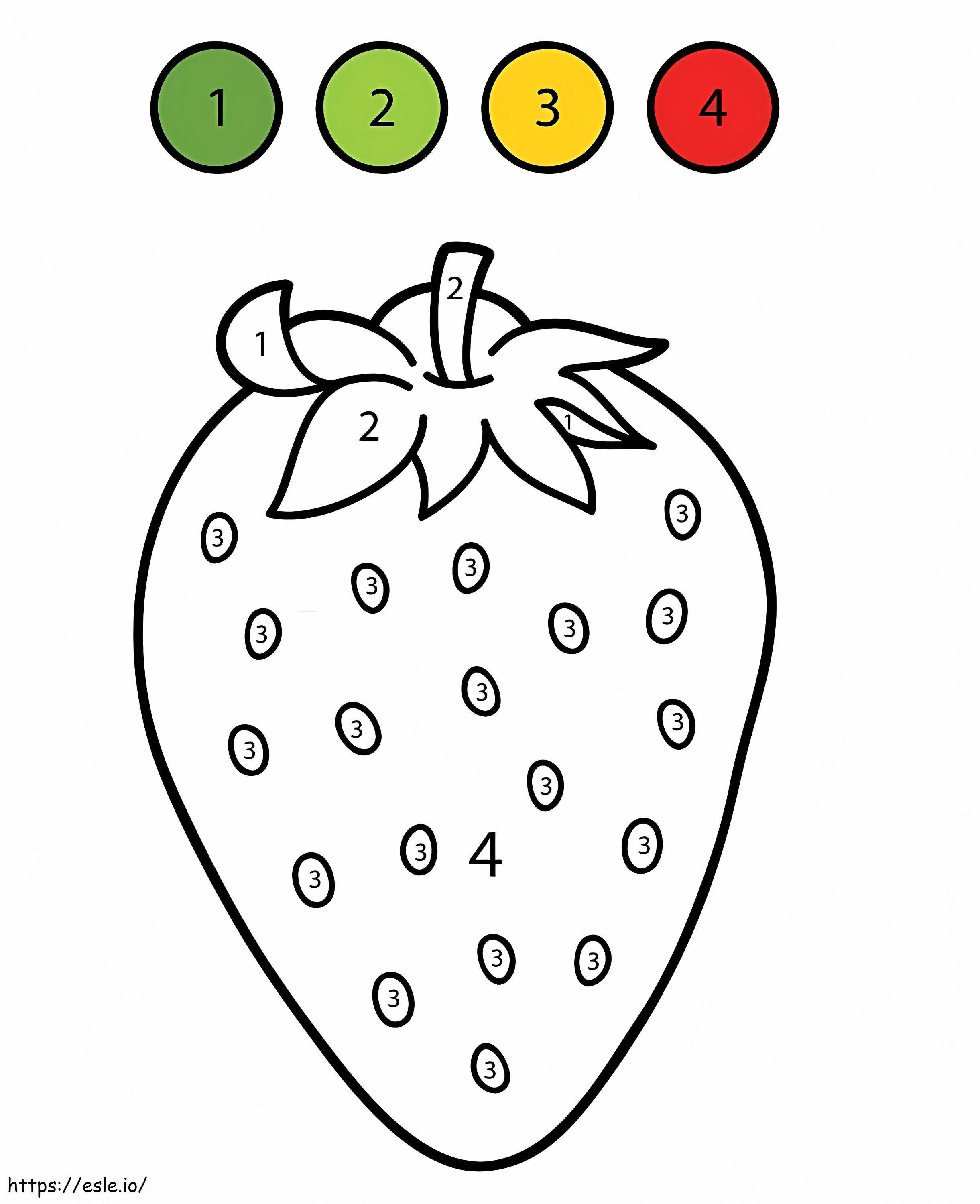 Coloriage Couleur De Fruit De Fraise Par Numéro à imprimer dessin