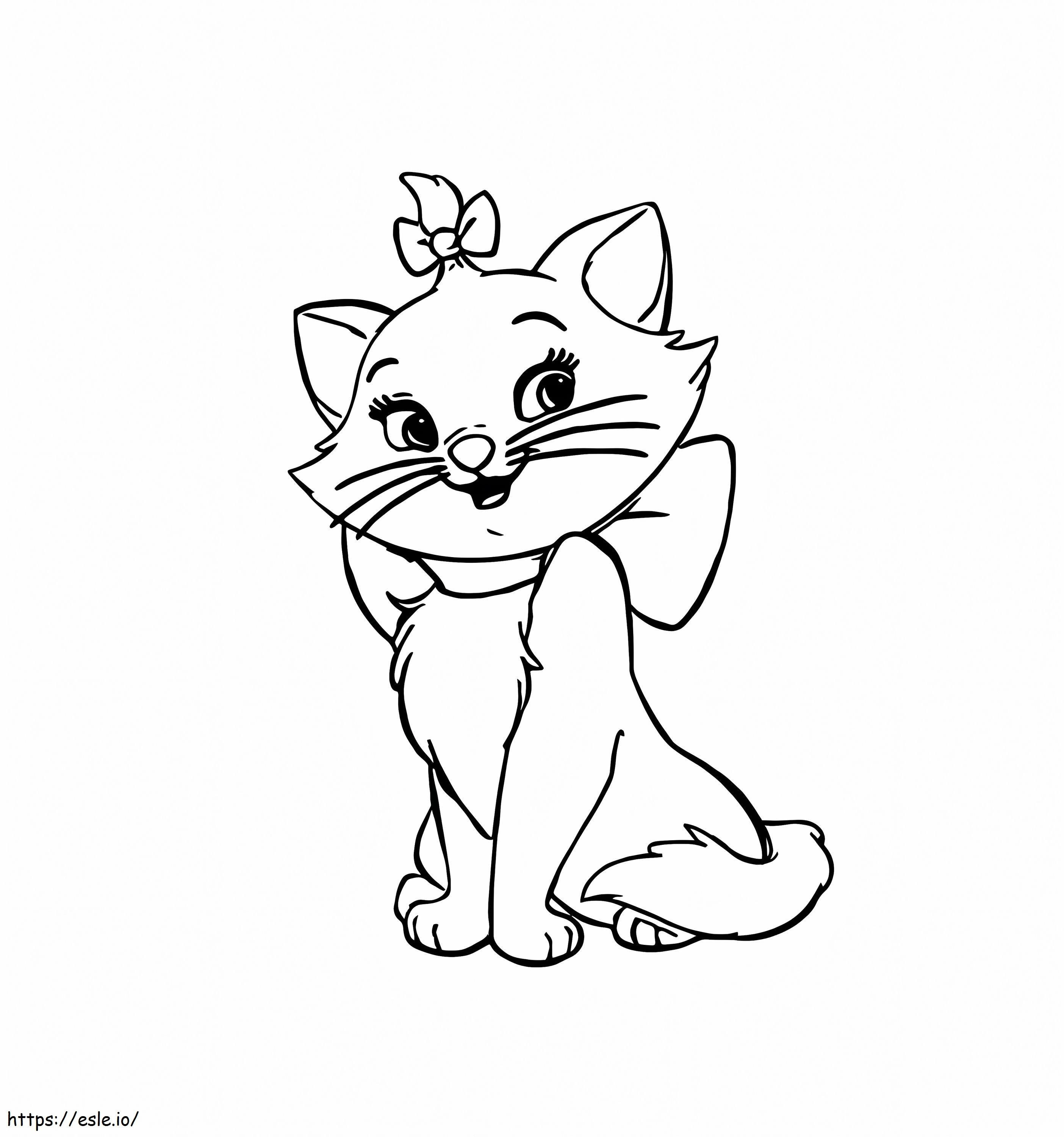 Coloriage Joli contour du chat Marie gratuit à colorier à imprimer dessin