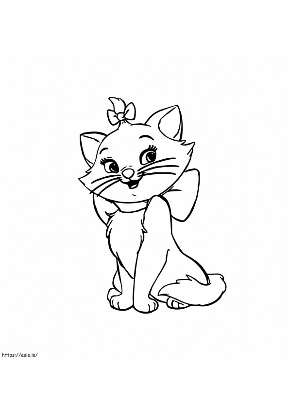 Cute Outline Of Marie Cat Free To Color coloring page