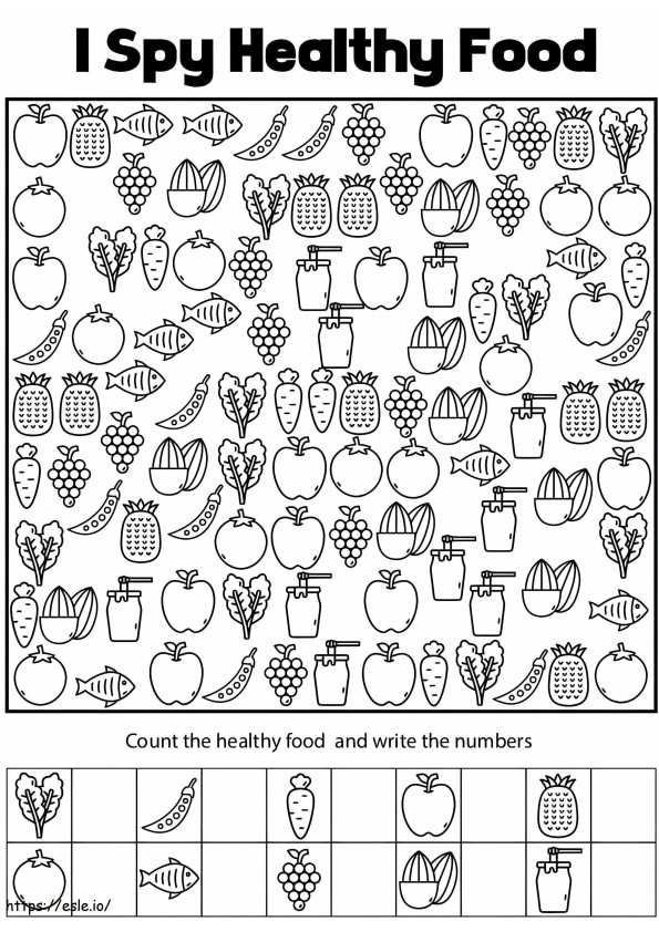 I Spy Healthy Food coloring page