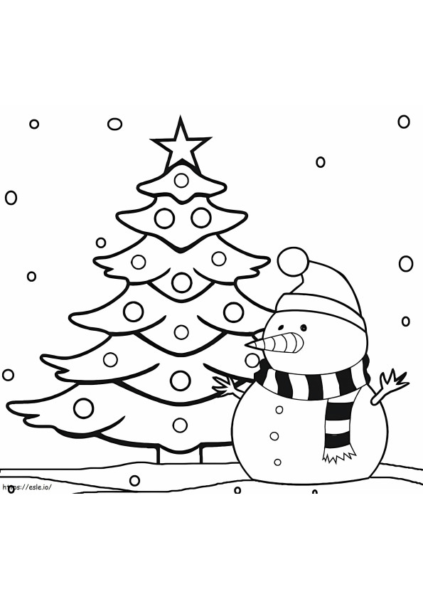 Árvore de Natal do boneco de neve para colorir