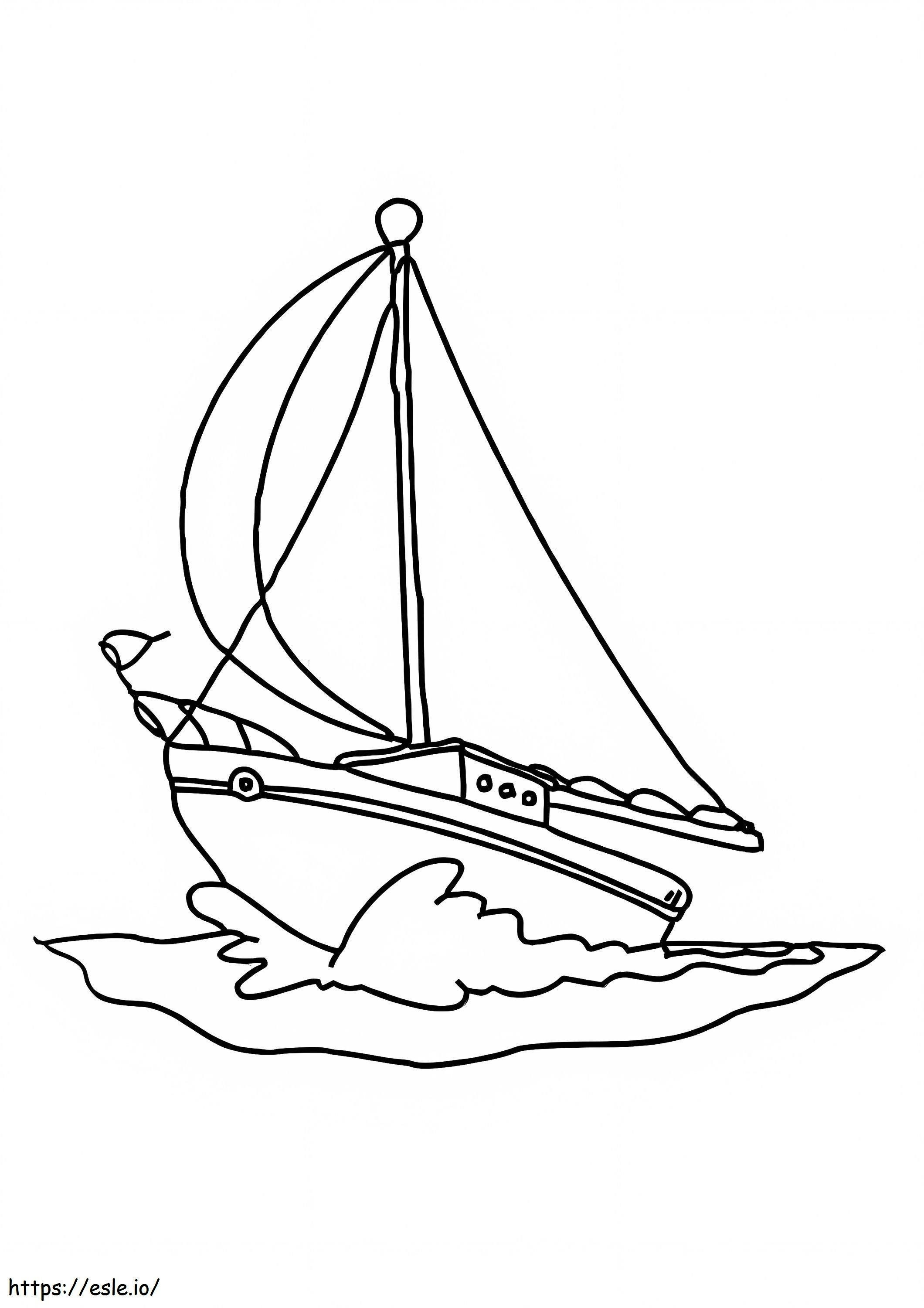 Barcă cu pânze pentru preșcolar de colorat