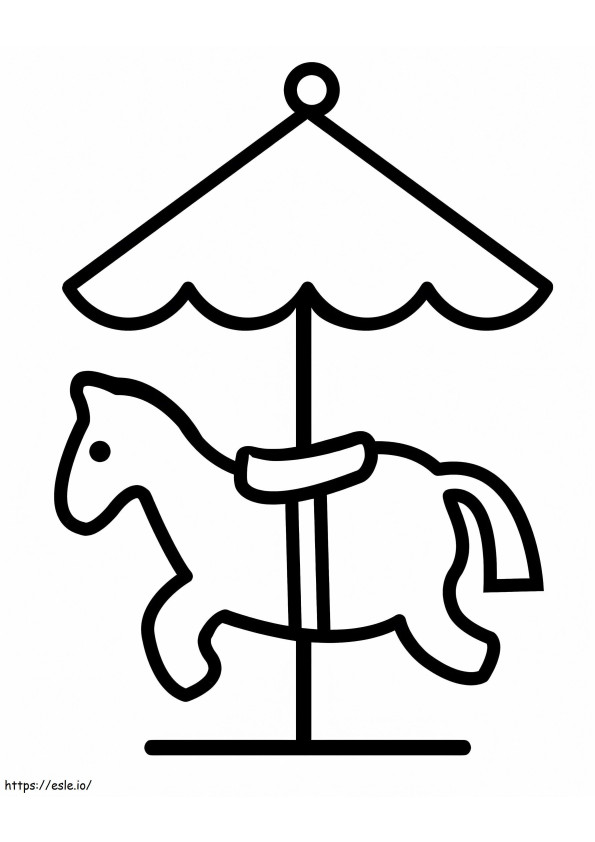 シンプルなカルーセル馬 ぬりえ - 塗り絵