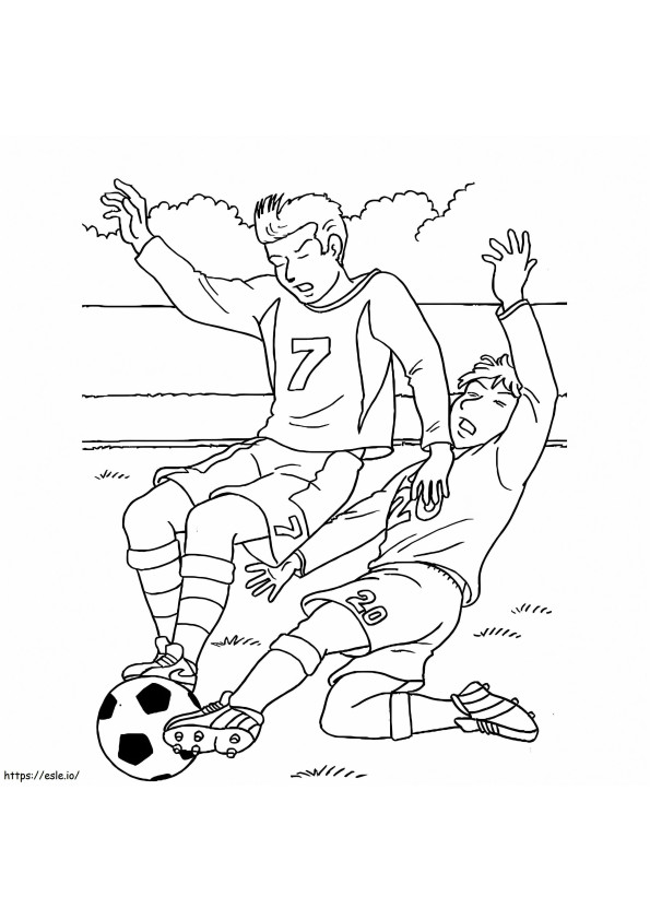 Coloriage Jeunes garçons jouant au football à imprimer dessin