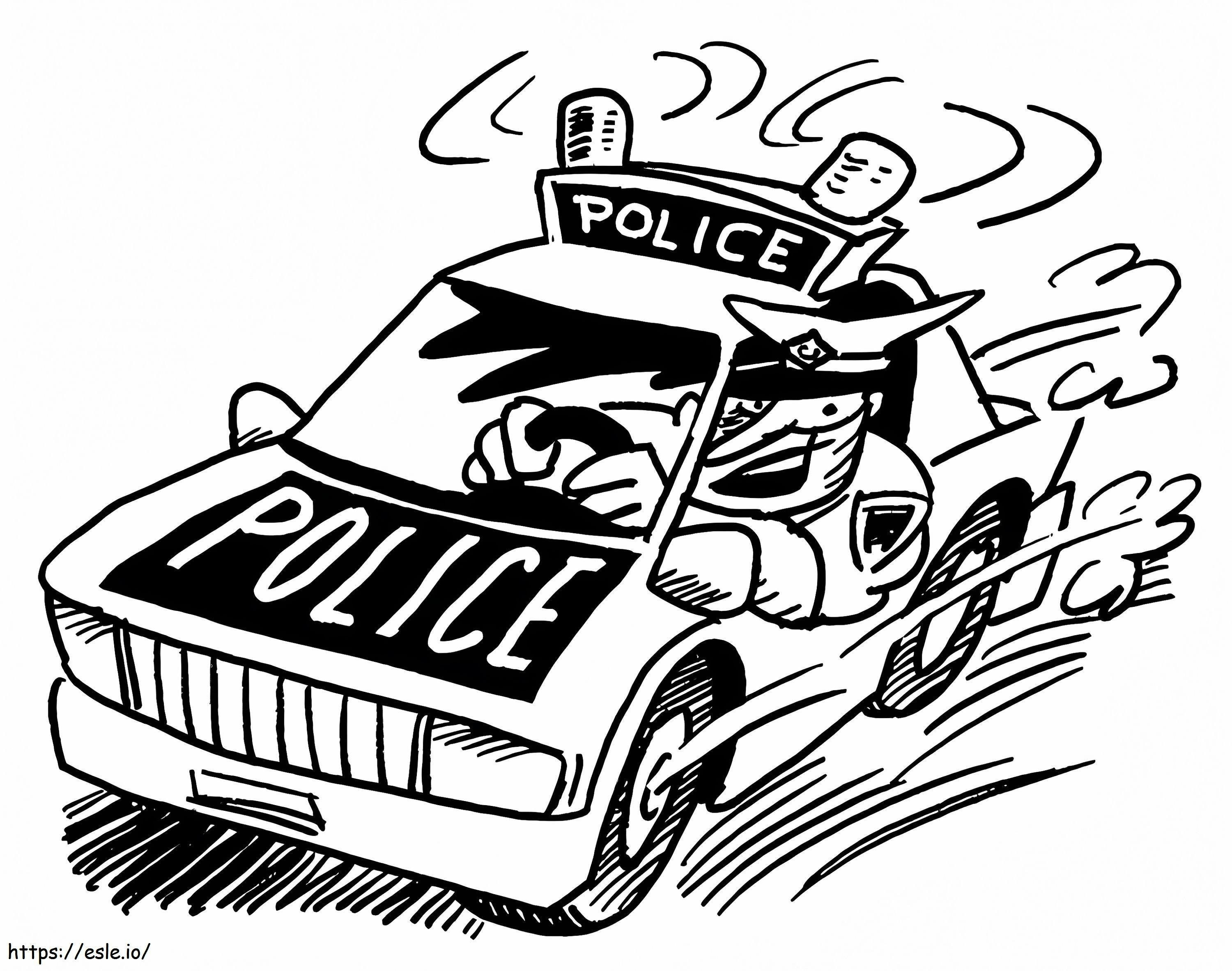 Hauska sarjakuva poliisiauto värityskuva