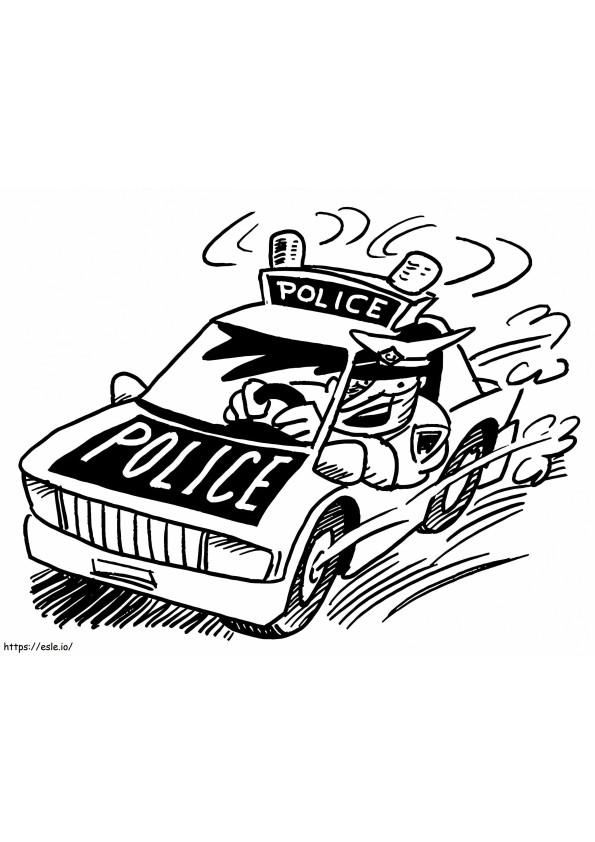 Carro de polícia engraçado dos desenhos animados para colorir