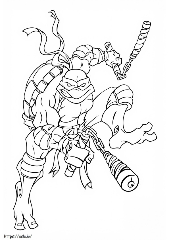 Miguel Angel Ninja Turtle Action coloring page