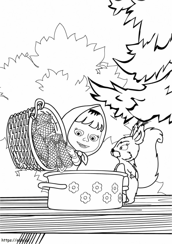 Masha And Squirrel coloring page
