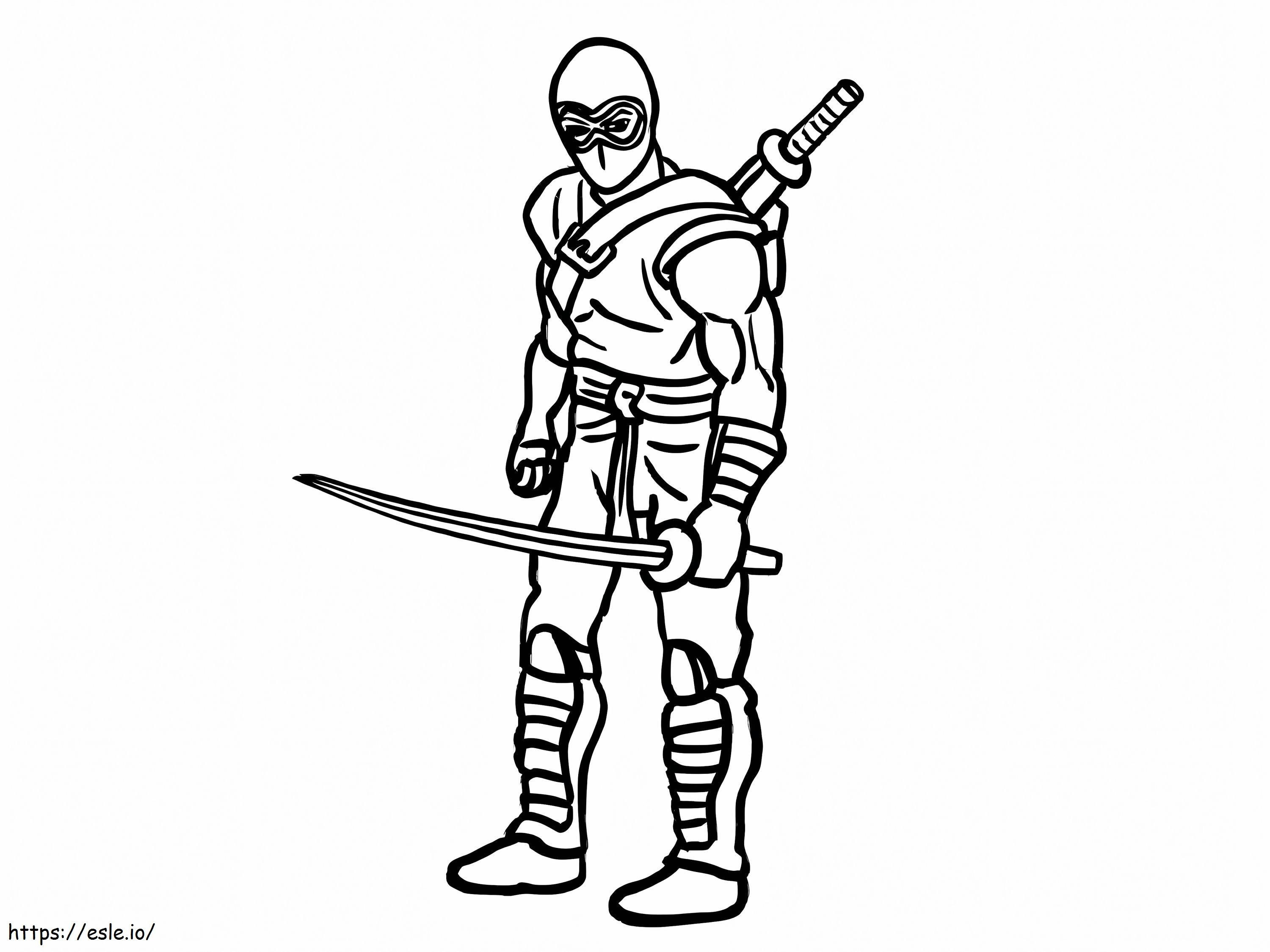 Ninja com espada para colorir