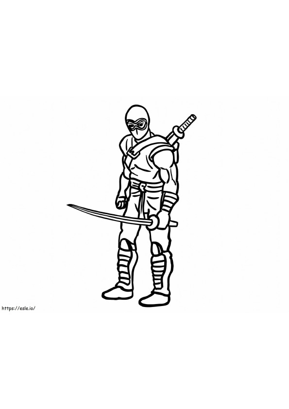 Ninja con espada para colorear