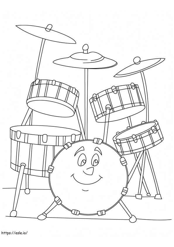 Smiling Drum Set coloring page