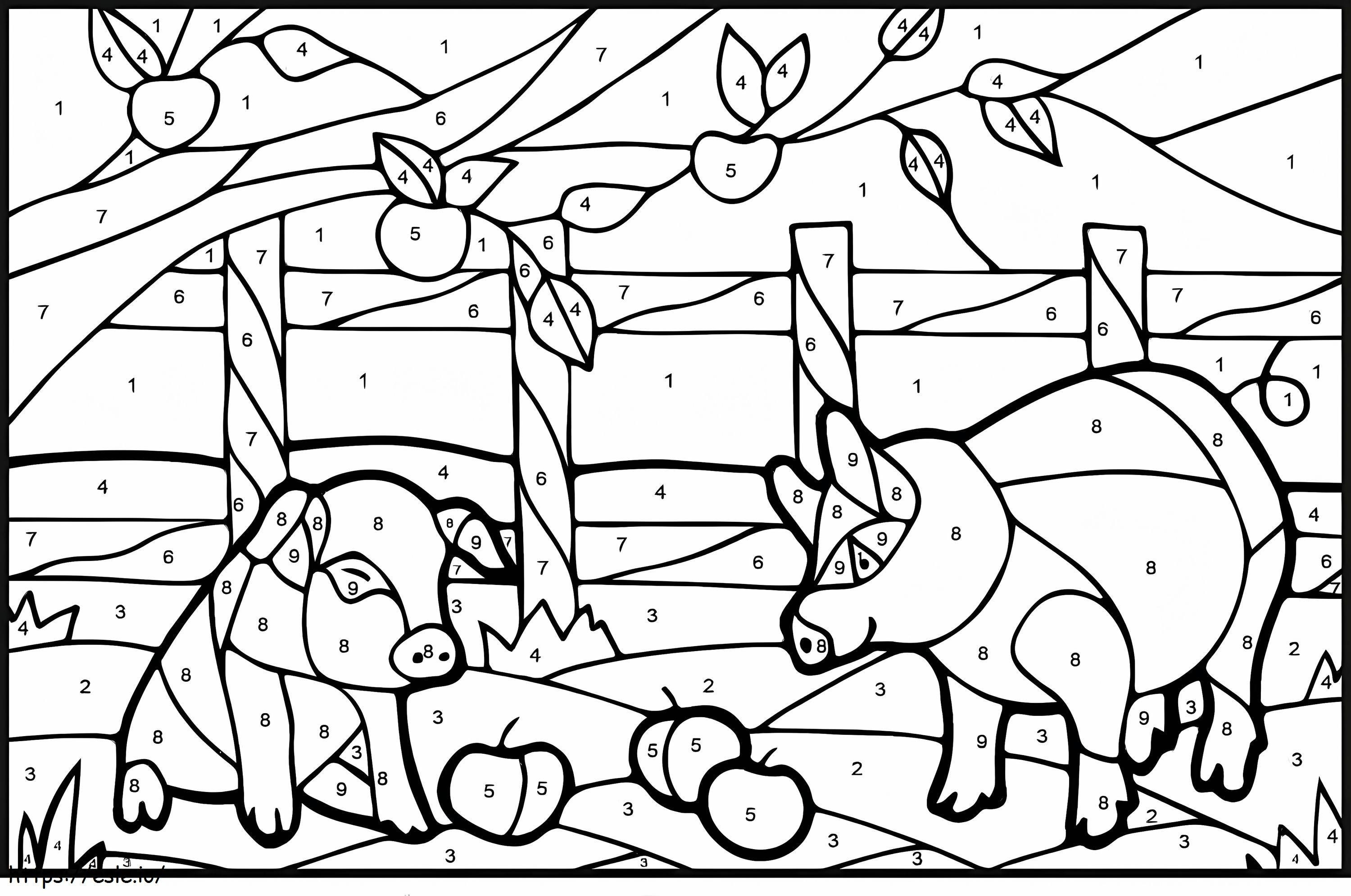 Pig Color By Number coloring page