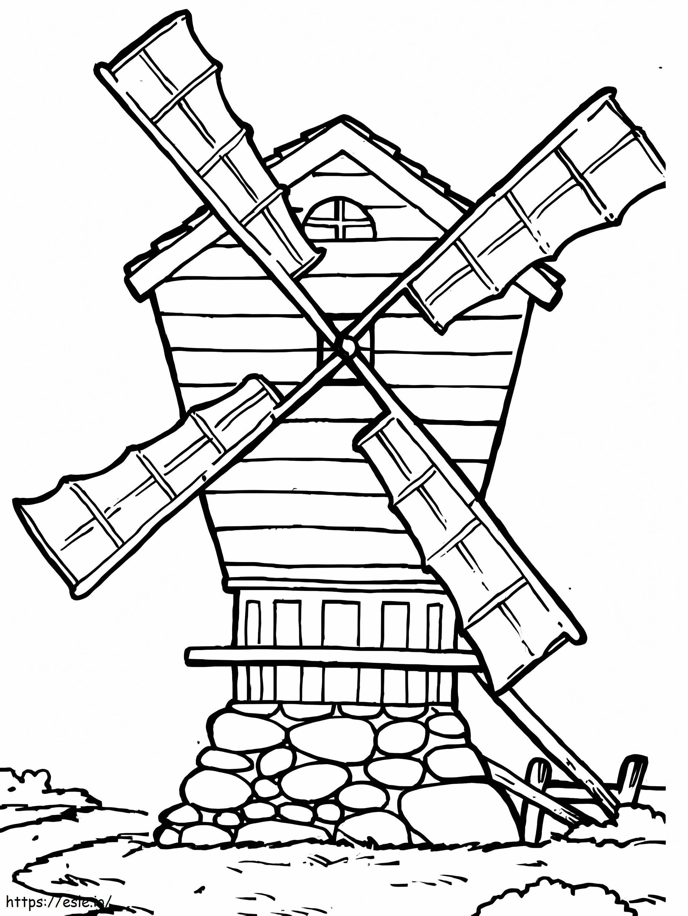 Antigo moinho de vento para colorir