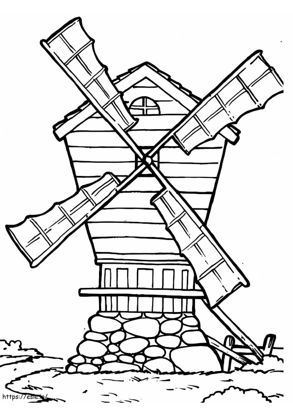 Antigo moinho de vento para colorir