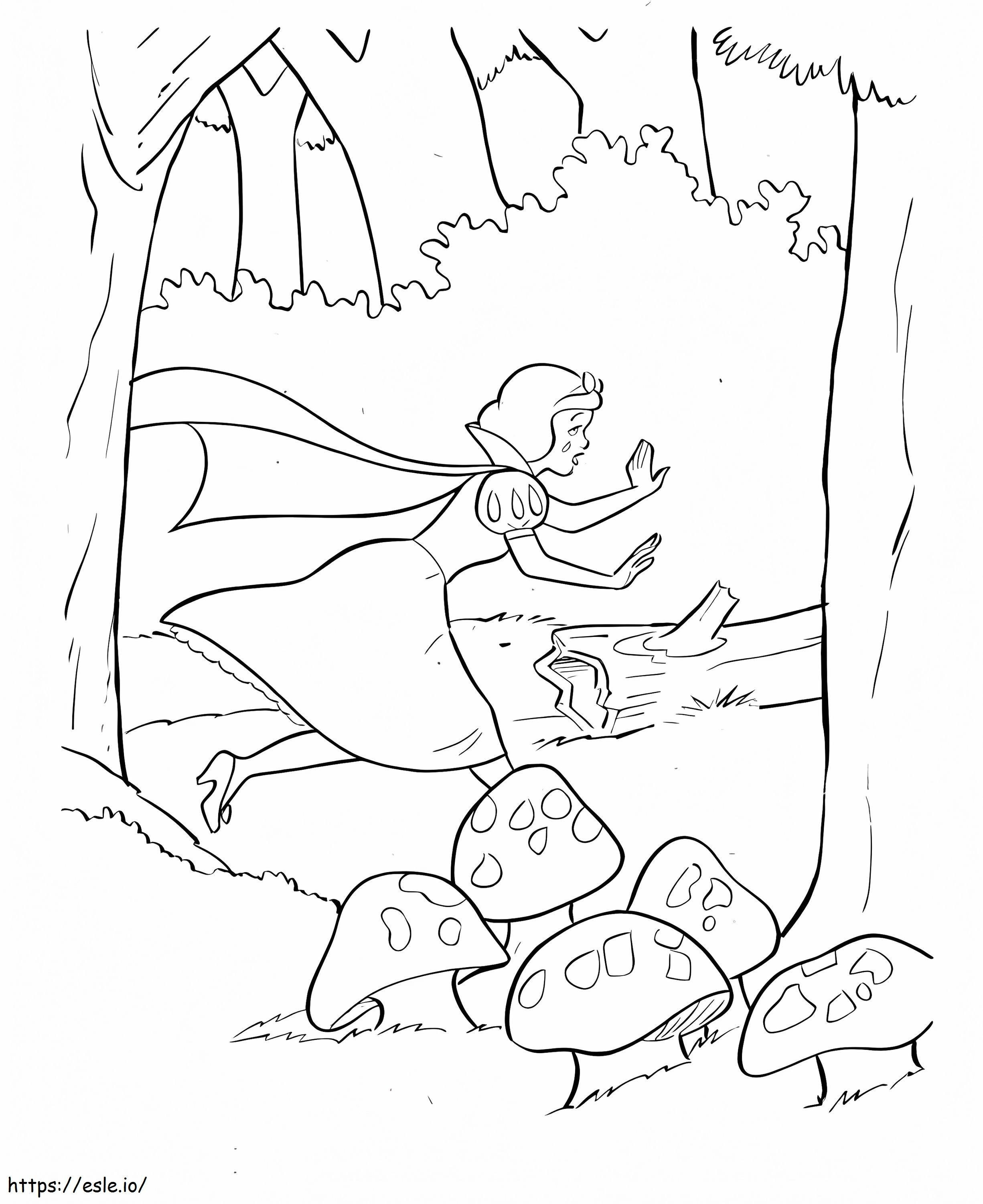 Snow White Running In The Jungle coloring page