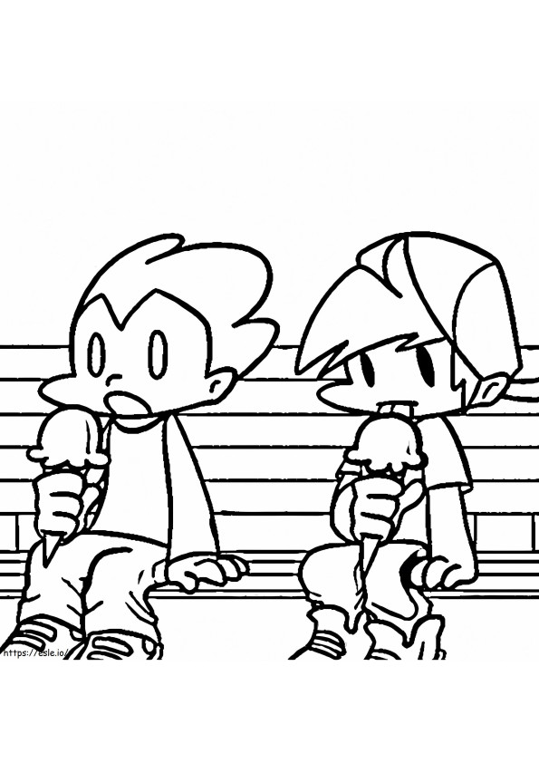 Pico And Boyfriend Eating Ice Cream coloring page