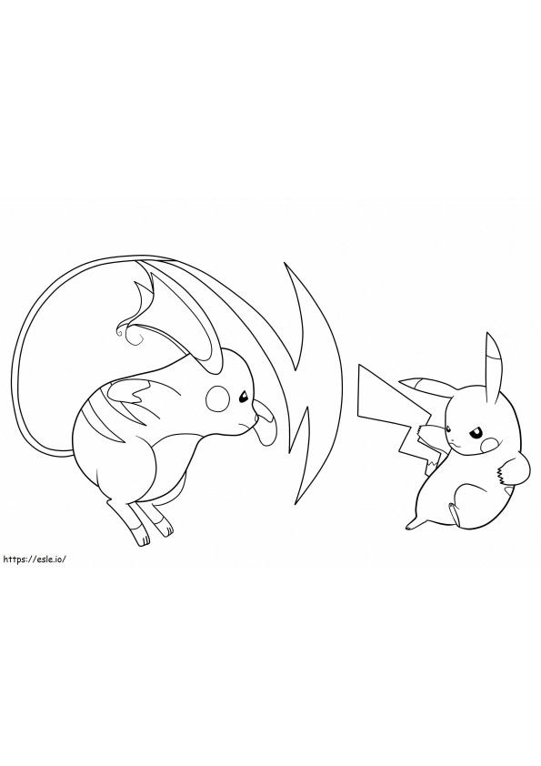 Pikachu y Raichu para colorear