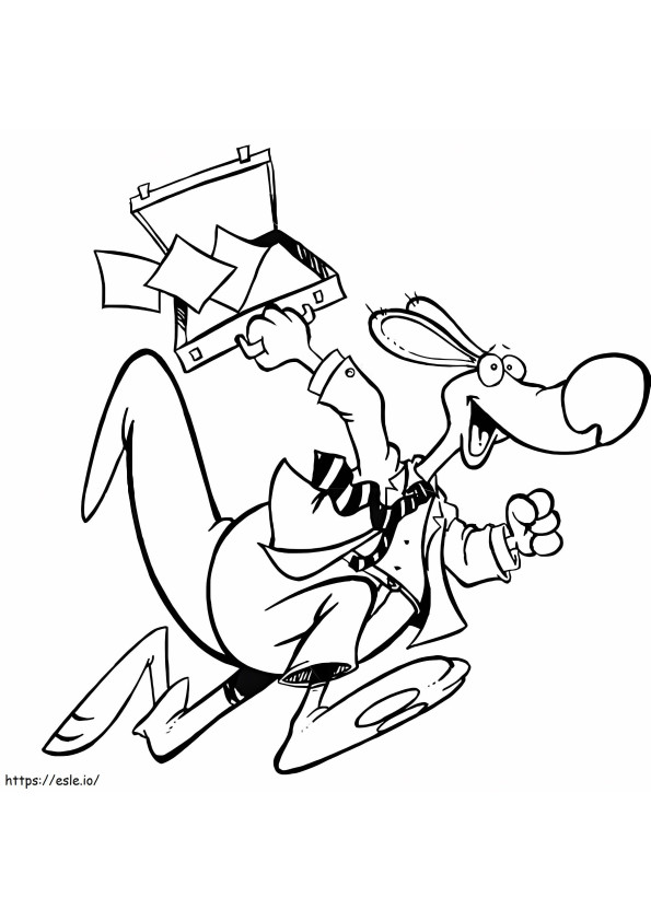 Excited Kangaroo Businessman coloring page
