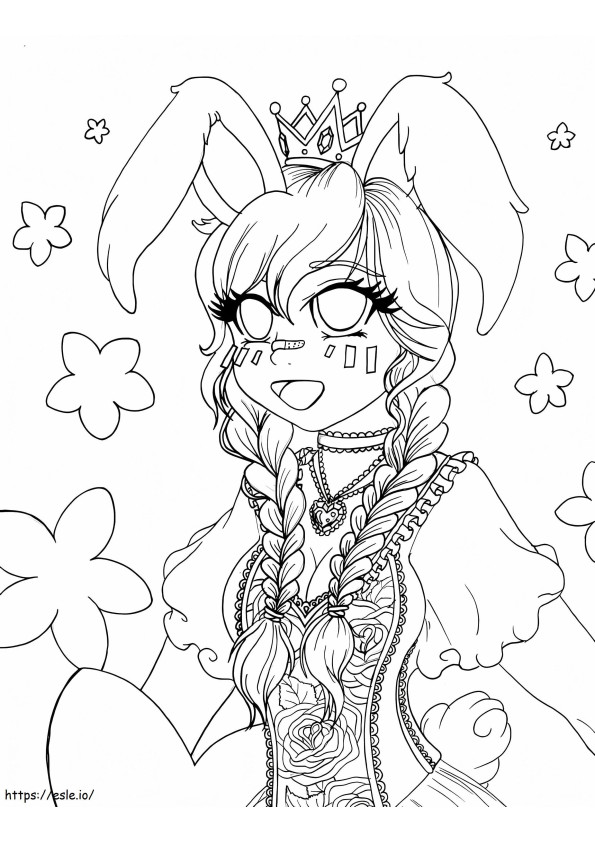 Girl With Bunny Ears coloring page