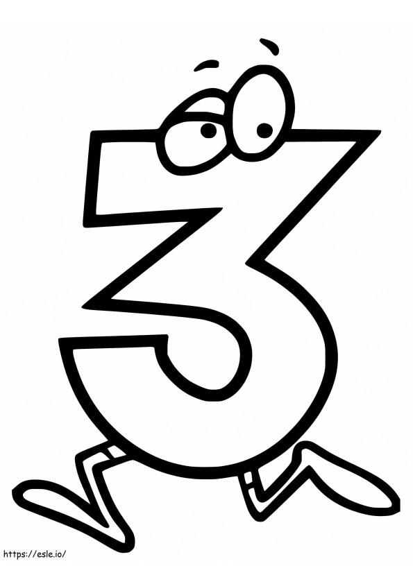 Number 3 Running coloring page