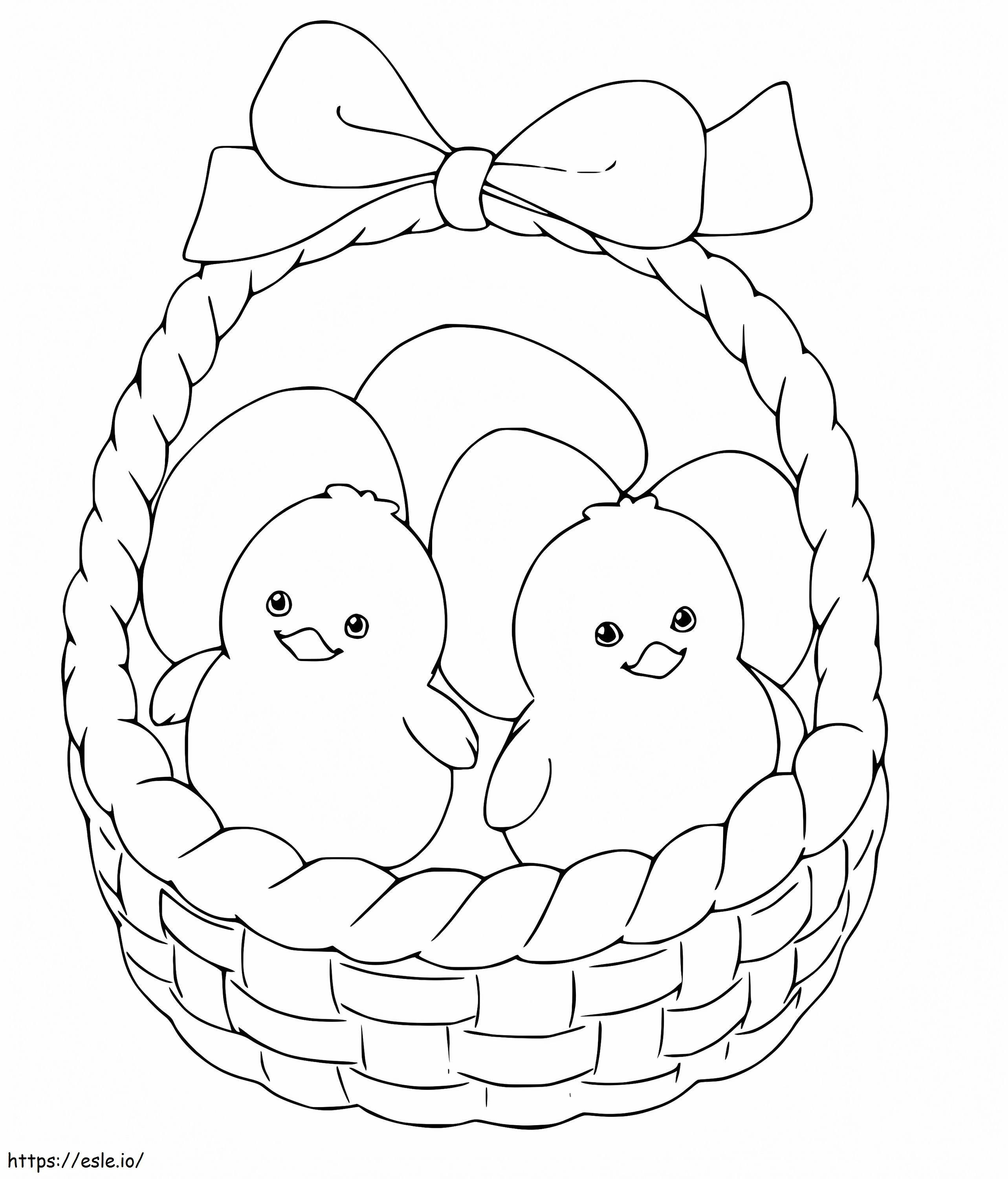 Coloriage Beaux poussins de Pâques à imprimer dessin