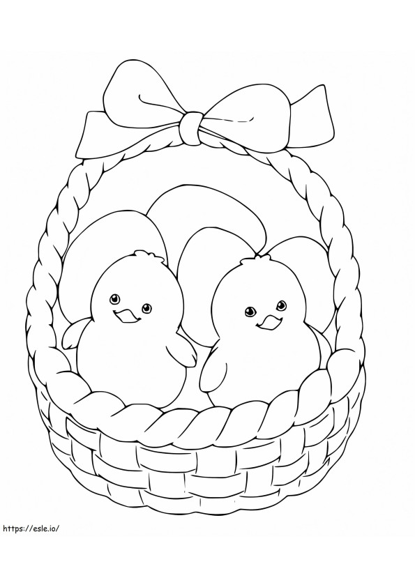 Coloriage Beaux poussins de Pâques à imprimer dessin